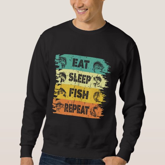 Eat Sleep Fish Herhaal levensstijl Trui (Voorkant)