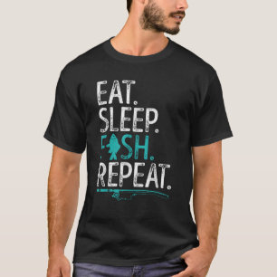 Eat Sleep Fish Herhaal Mannen Vrouwen Kinderen Vis T-shirt
