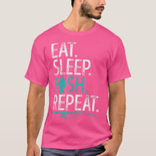 Eat Sleep Fish Herhaal T shirt Mannen Vrouwen Kind