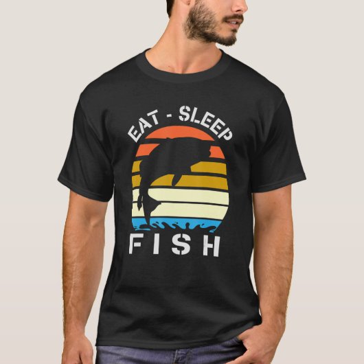 Eat Sleep Fish herhaalde liefde voor vissen Vist T-shirt (Voorkant)