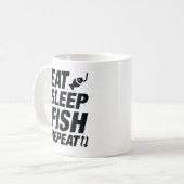 Eat Sleep Fish Herhalen Koffiemok (Voorkant links)