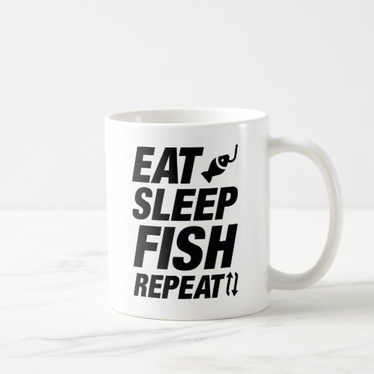 Eat Sleep Fish Herhalen Koffiemok (Rechts)