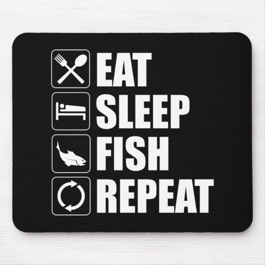 Eat Sleep Fish Herhalen Muismat (Voorkant)