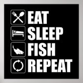 Eat Sleep Fish Herhalen Poster (Voorkant)