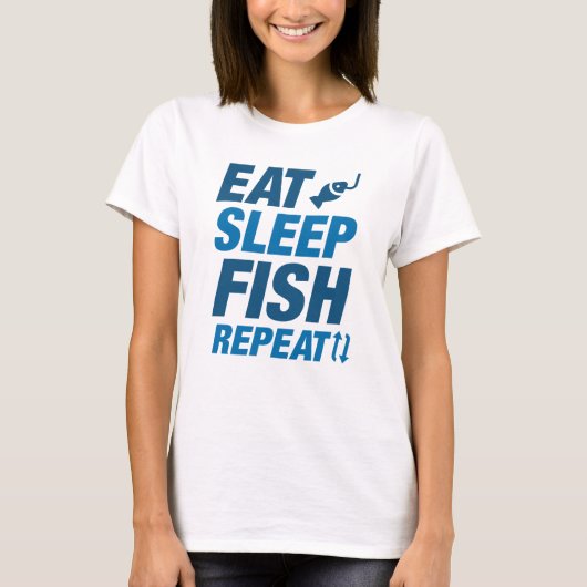 Eat Sleep Fish Herhalen T-shirt (Voorkant)