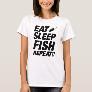 Eat Sleep Fish Herhalen T-shirt