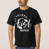 Eat Sleep Fish Herhalen T-shirt (Voorkant)