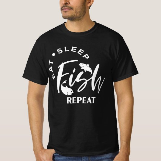 Eat Sleep Fish Herhalen T-shirt (Voorkant)