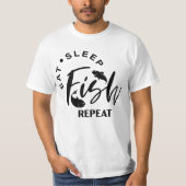 Eat Sleep Fish Herhalen T-shirt (Voorkant)