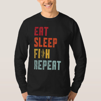 Eat Sleep Fish Herhalen Vist T-shirt