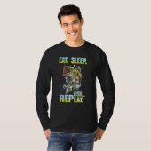 Eat Sleep Fish Herhalen Vist T-shirt (Voorkant volledig)