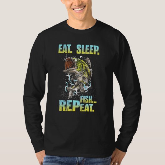 Eat Sleep Fish Herhalen Vist T-shirt (Voorkant)