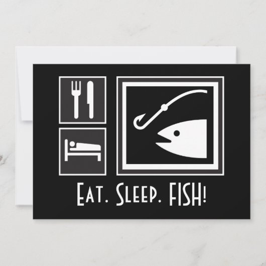Eat Sleep FISH! Je bent uitgenodigd op een Geviste Kaart (Voorkant)