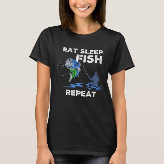 Eat Sleep Fish Repeat   Bass Fishing T-shirt (Voorkant)