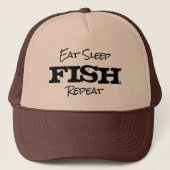 EAT SLEEP FISH REPEAT-cadeaudrift Trucker Pet (Voorkant)