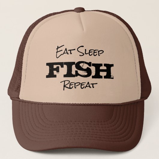 EAT SLEEP FISH REPEAT-cadeaudrift Trucker Pet (Voorkant)
