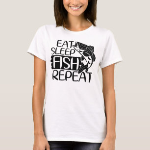 Eat Sleep Fish Repeëren Funny Vist T-shirt