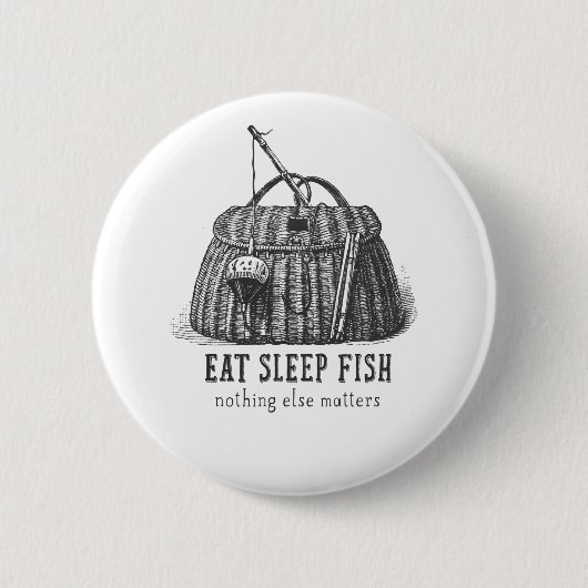 Eat Sleep Fish  Tackbox Ronde Button 5,7 Cm (Voorkant)
