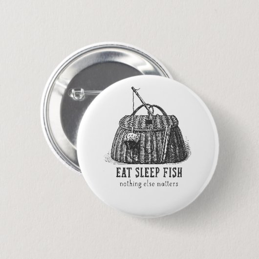 Eat Sleep Fish  Tackbox Ronde Button 5,7 Cm (Voorkant /achterkant)