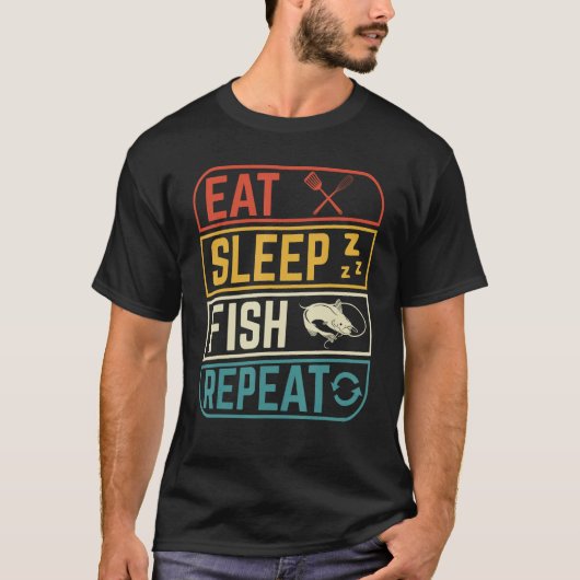 Eat sleep fishing repeat Design for fishermen T-shirt (Voorkant)