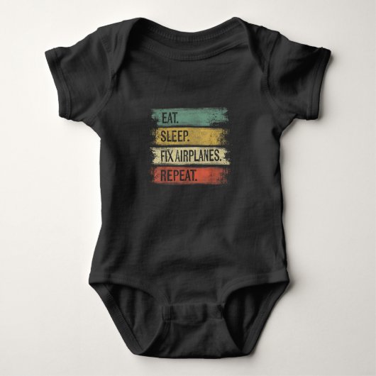 Eat Sleep Fix Airplanes Repeat Funny Aircraft Romper (Voorkant)