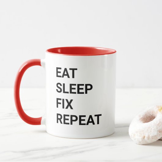 Eat Sleep Fix Repeat Funny Handyman Mechanic IT Mok (Met donut)