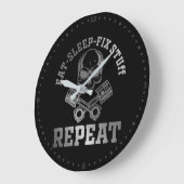 Eat Sleep Fix Stuff Herhaal Funny Repairman Grote Klok (Hoek)