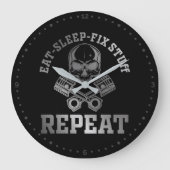 Eat Sleep Fix Stuff Herhaal Funny Repairman Grote Klok (Voorkant)