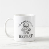 Eat Sleep Fix Stuff Herhaal Funny Repairman Koffiemok (Links)