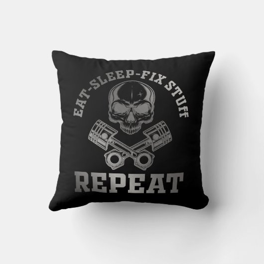 Eat Sleep Fix Stuff Herhaal Funny Repairman Kussen (Achterkant)