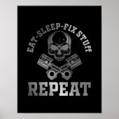 Eat Sleep Fix Stuff Herhaal Funny Repairman Poster (Voorkant)