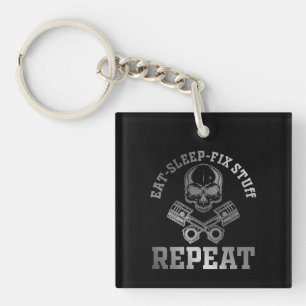 Eat Sleep Fix Stuff Herhaal Funny Repairman Sleutelhanger
