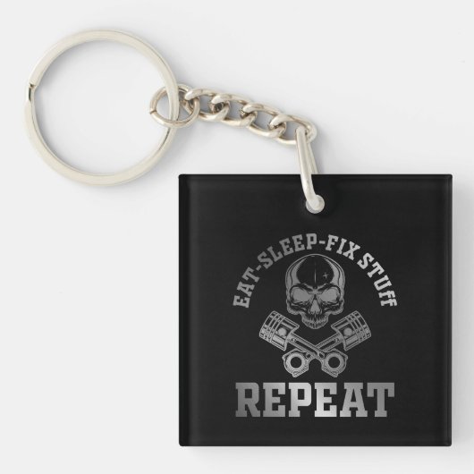 Eat Sleep Fix Stuff Herhaal Funny Repairman Sleutelhanger (Voorkant)