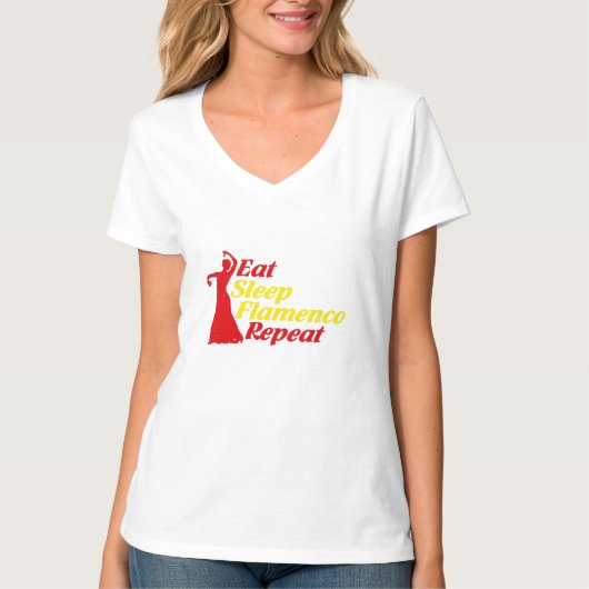 Eat Sleep Flamenco Herhaal Funny voor dansers T-shirt (Voorkant)