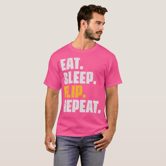 Eat Sleep Flip Repeat - Funny Gymnastics Parkour F T-shirt (Voorkant volledig)
