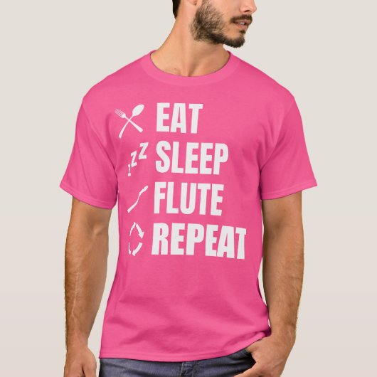 Eat Sleep Flute Herhalen T-shirt (Voorkant)