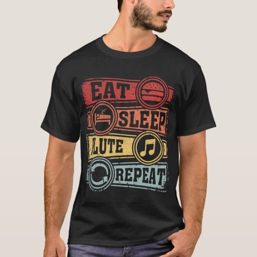 Eat Sleep Flute Herhalen T-shirt (Voorkant)