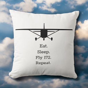 Eat Sleep Fly 172 Herhaal grappige vliegtuigpiloot Kussen