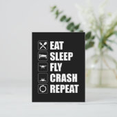 Eat Sleep Fly Crash Herhaal Funny Drone Pilot Briefkaart (Staand voorkant)