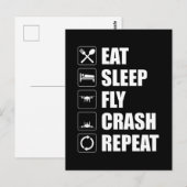 Eat Sleep Fly Crash Herhaal Funny Drone Pilot Briefkaart (Voorkant / Achterkant)
