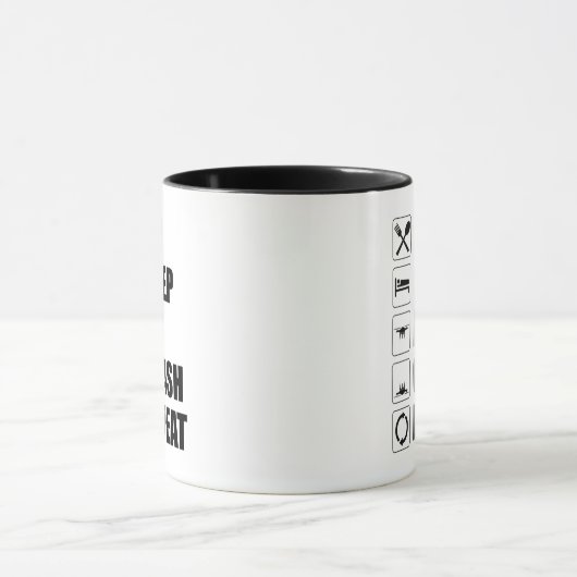 Eat Sleep Fly Crash Herhaal Funny Drone Pilot Mok (Midden)