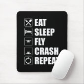 Eat Sleep Fly Crash Herhaal Funny Drone Pilot Muismat (Met muis)