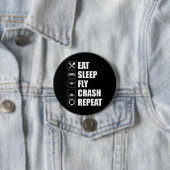 Eat Sleep Fly Crash Herhaal Funny Drone Pilot Ronde Button 7,6 Cm (In situ)