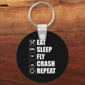 Eat Sleep Fly Crash Herhaal Funny Drone Pilot Sleutelhanger (Voorkant)