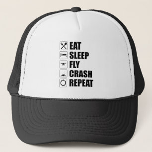 Eat Sleep Fly Crash Herhaal Funny Drone Pilot Trucker Pet