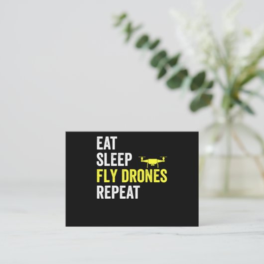 Eat Sleep Fly Drones Herhaal Drone Pilot Lover Visitekaartje (Staand voorkant)