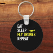 Eat Sleep Fly Drones Herhaal Drone Pilot Quadcopte Sleutelhanger (Voorkant)