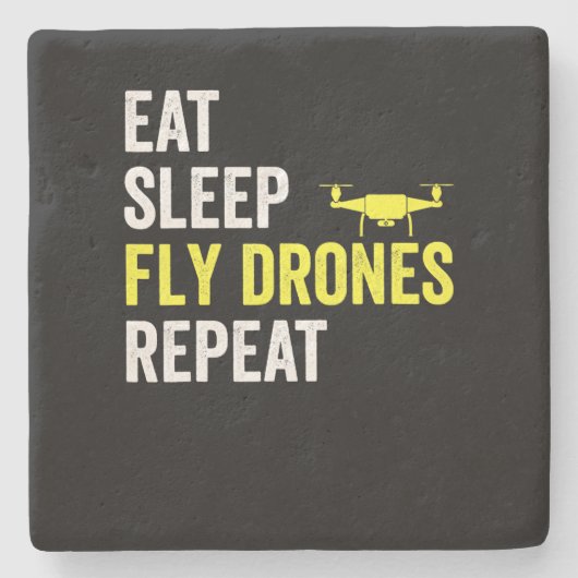 Eat Sleep Fly Drones Herhaal Drone Pilot Quadcopte Stenen Onderzetter (Voorkant)
