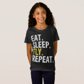 Eat Sleep Fly Herhaal vliegend vliegveld Gift T-shirt (Voorkant volledig)