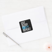 Eat Sleep Fly herhaalde Funny Aviation Pilot Gifts Vierkante Sticker (Envelop)